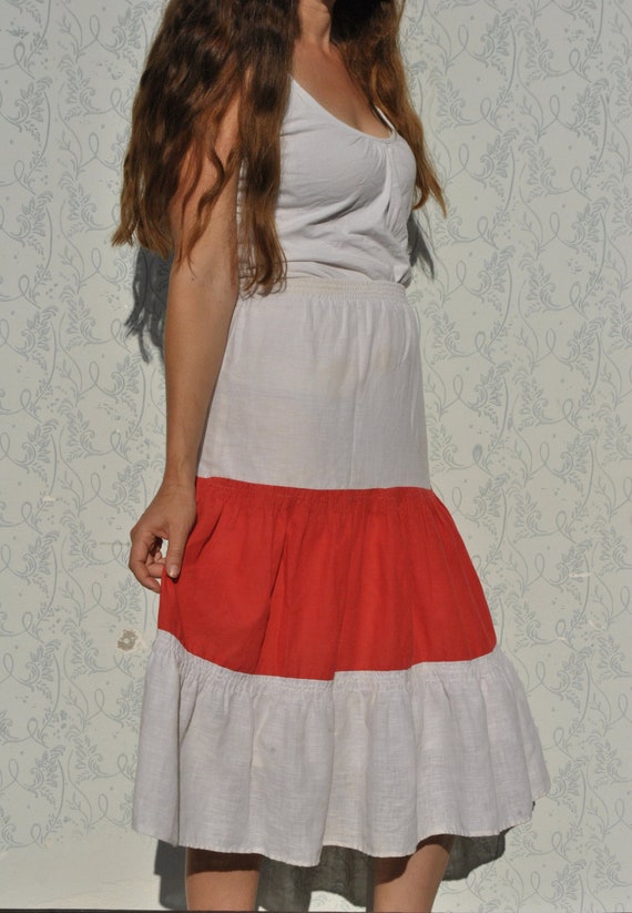 Ruffle skirt, 70's ruffle midi skirt, vintage midi