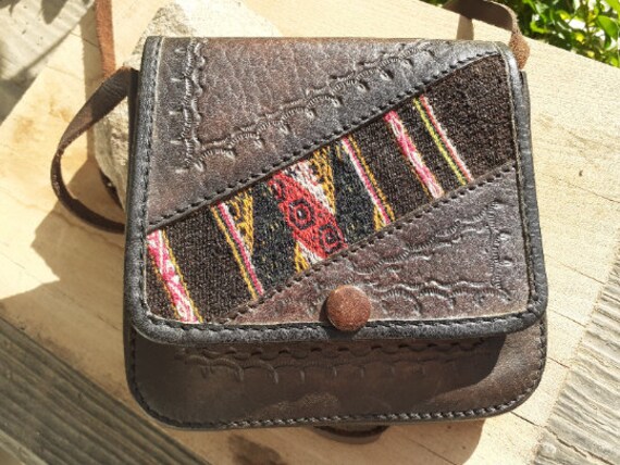 Small Crossbody Leather Bag - Vintage Boho Mini W… - image 4