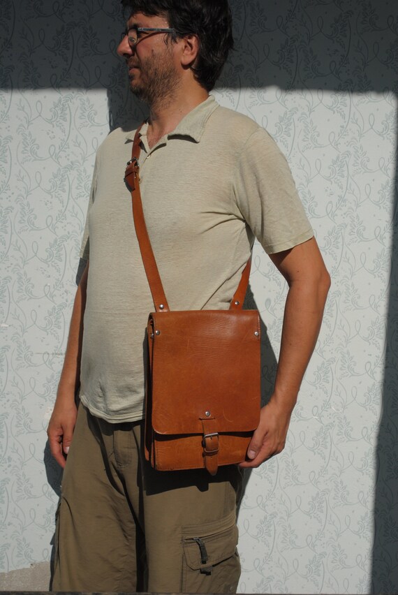 Leather messenger bag men, messenger mens bag Yugo