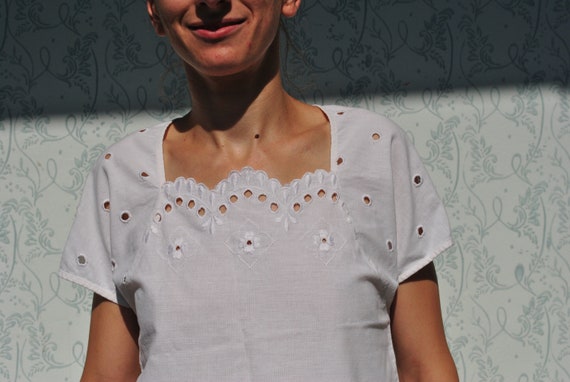 White peasant blouse, peasant blouse small, white