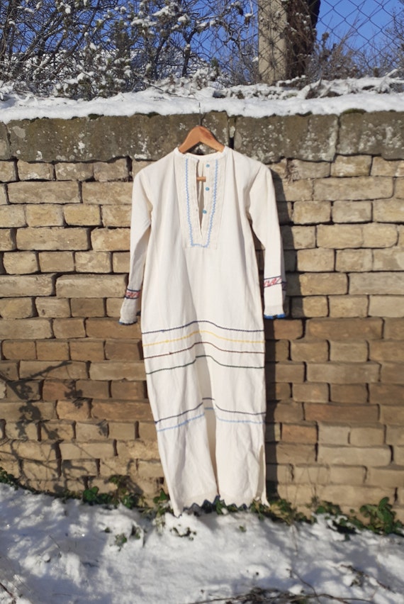 Vintage peasant dress, antique embroidered crochet