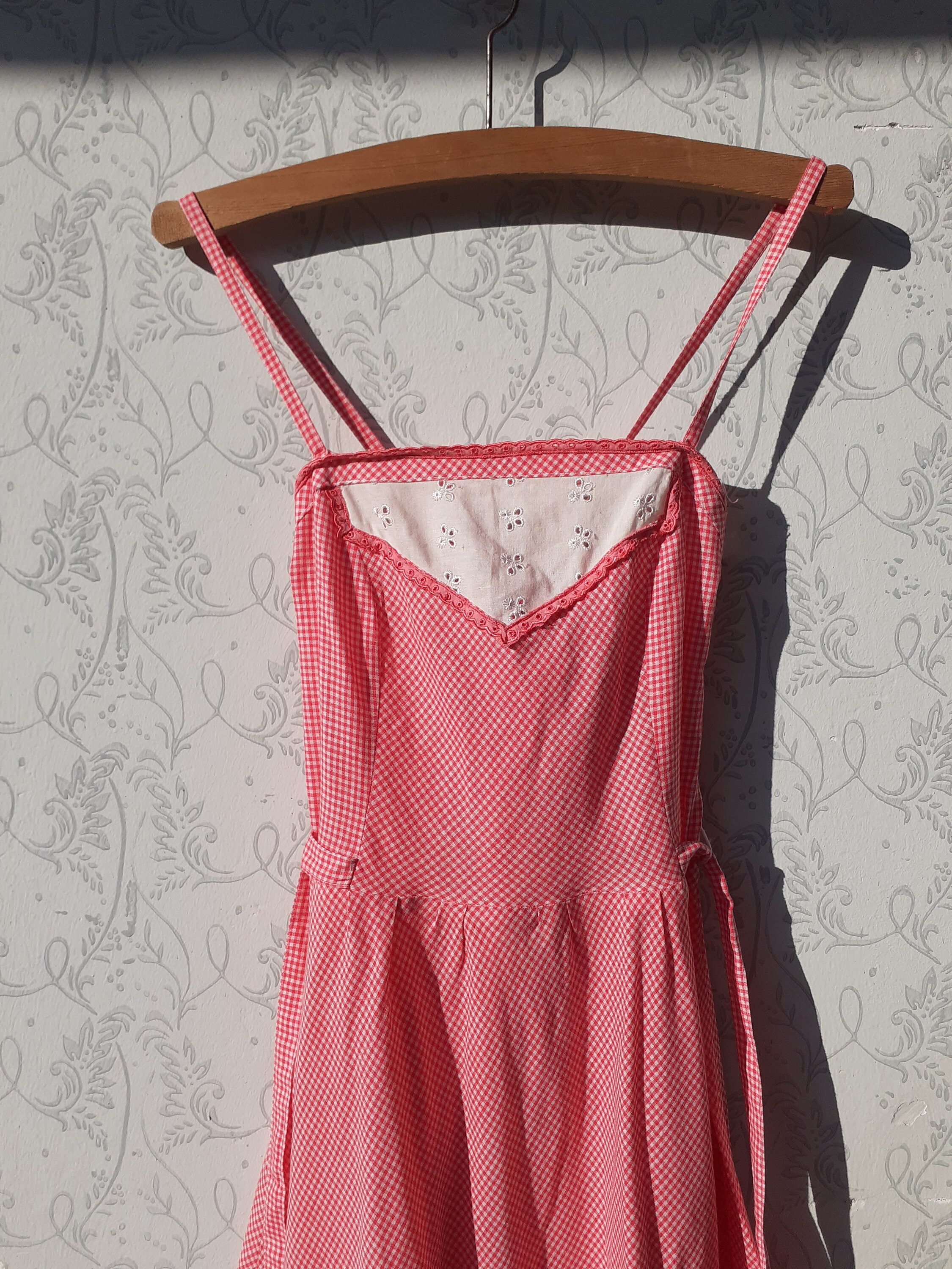 red white checkered dress Strapless Mini Fae Dress in Red White Cotton Gingham | XL main image 0
