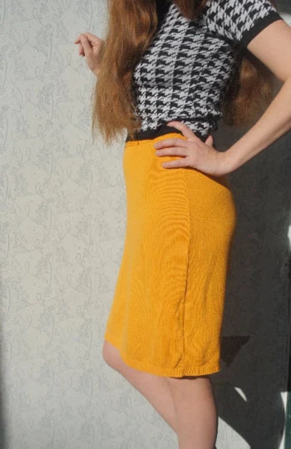 Vintage MARIMEKKO  Yellow Knitwear Skirt - image 10