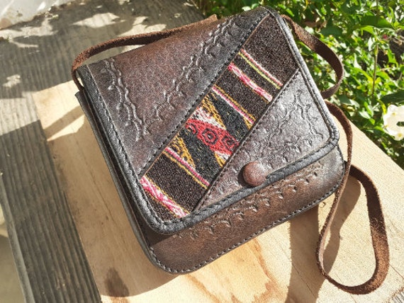 Small Crossbody Leather Bag - Vintage Boho Mini W… - image 2