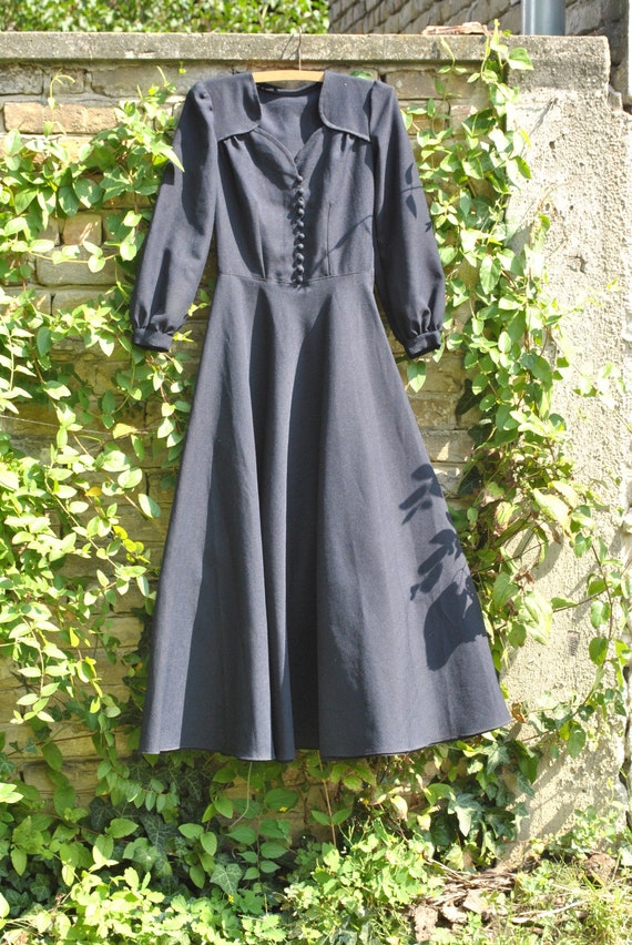 40s dress, 1940s dress, 40s long sleeve dress