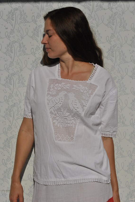 Crochet blouse, handmade blouse, vinatge crochet b