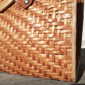 70s Basket Bag, Vintage Large Handmade Wicker Handbag image 10