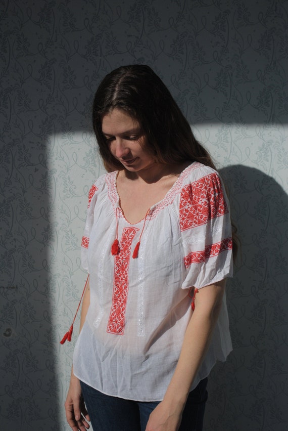 Peasant blouse, boho blouse, embroidered blouse, s