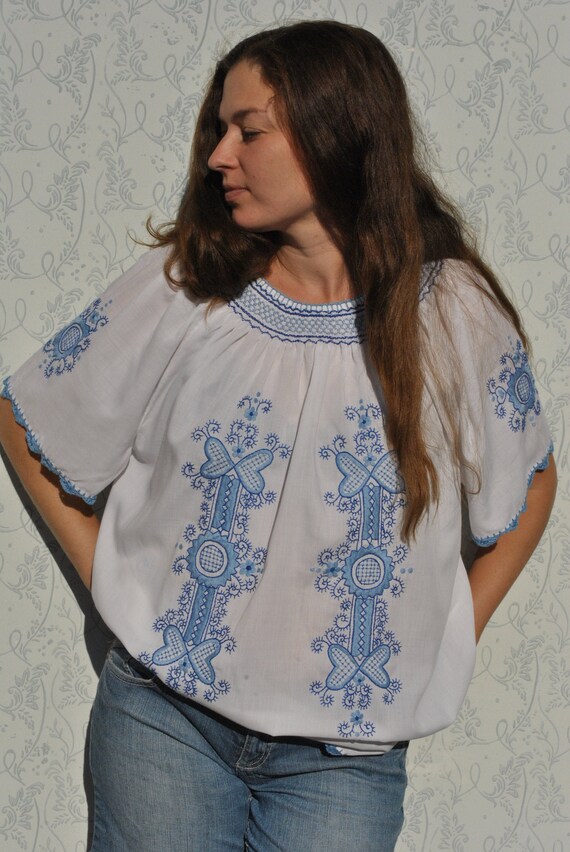 Embroidered Hungarian blouse, peasant blouse