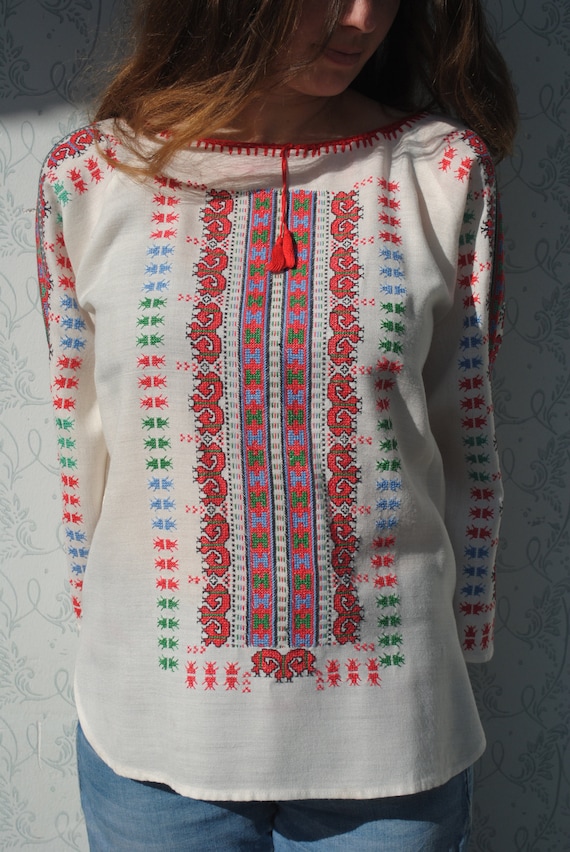 Embroidered blouse, peasant blouse, boho folk embr