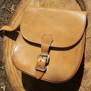 Small Leather Bag  Leather Pouch Beige Simple Leather Shoulder Purse