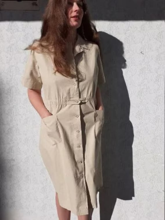 Vintage Lee Cooper Button Front Safari Dress - 80s