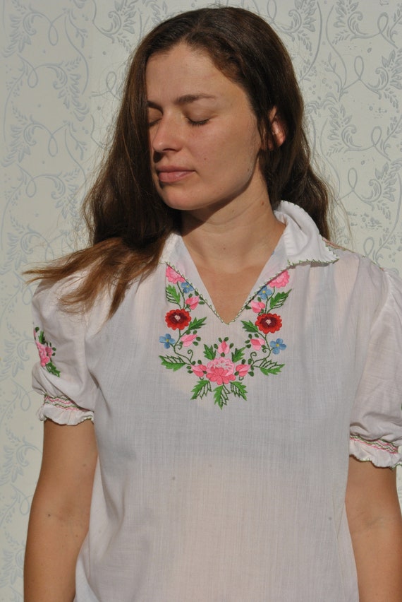 Hungarian blouse, embroidered peasant blouse, smoc