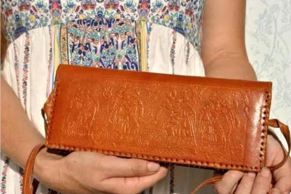 Vintage Clutch Small Leather Bag Leather Clutch S… - image 9