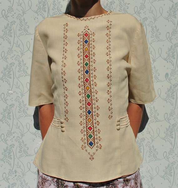 Embroidered shirt, peasant blouse, handmade blouse