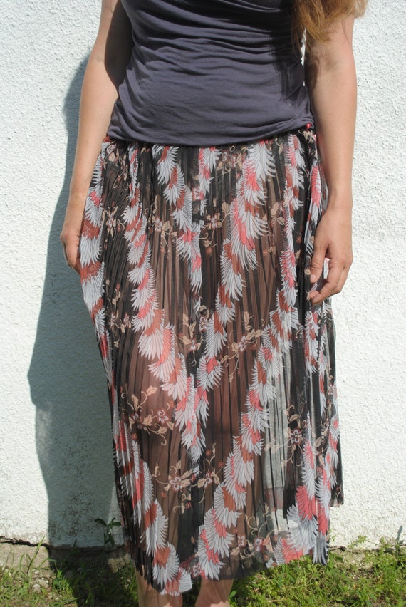 Skirts for women, pleated midi skirt, floral seetr