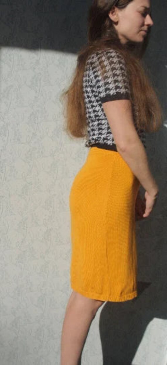 Vintage MARIMEKKO  Yellow Knitwear Skirt - image 9