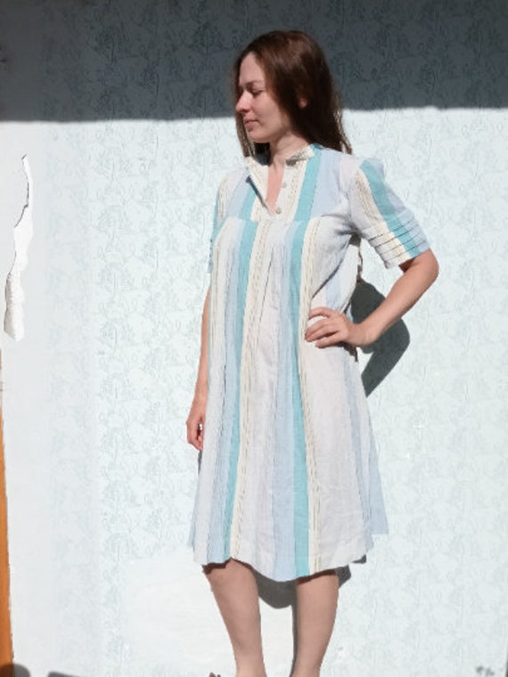 Gauze Summer Dress, Gauze Summer Dress - 80s Stri… - image 8