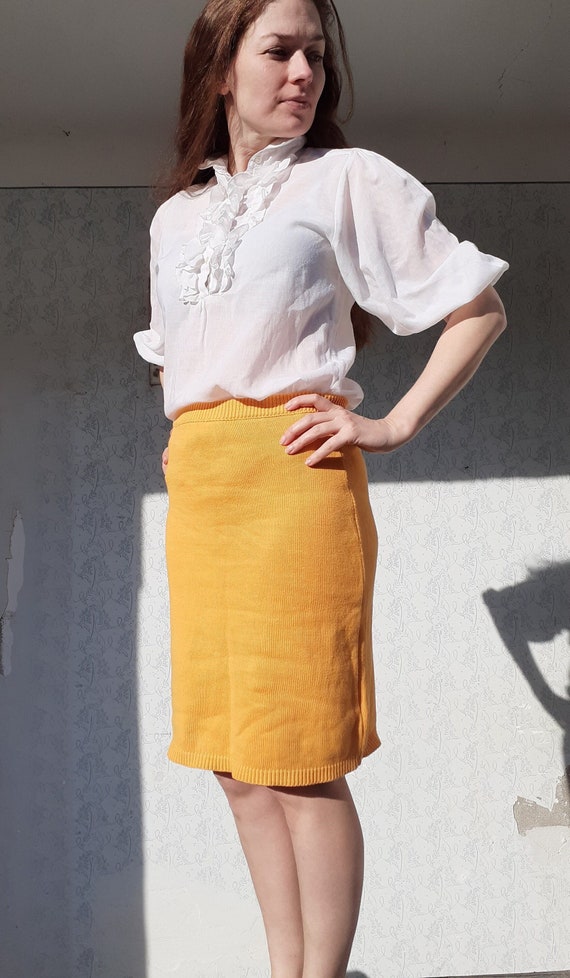 Vintage MARIMEKKO  Yellow Knitwear Skirt - image 1