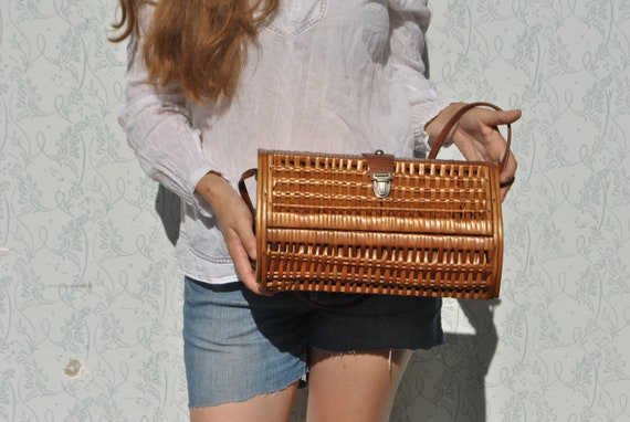 Wicker bag, wicker purse, large wicker handbag