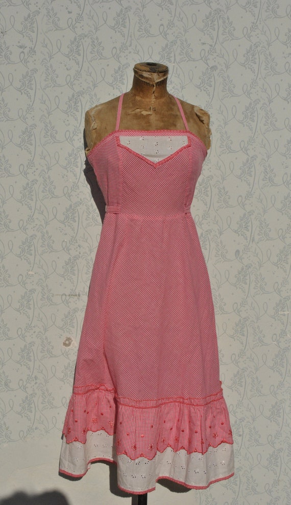 Cottagecore dress, vintage apron dress, sleveless