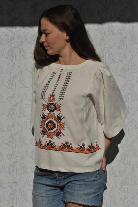 Embroidered shirt, peasant blouse, handmade blouse
