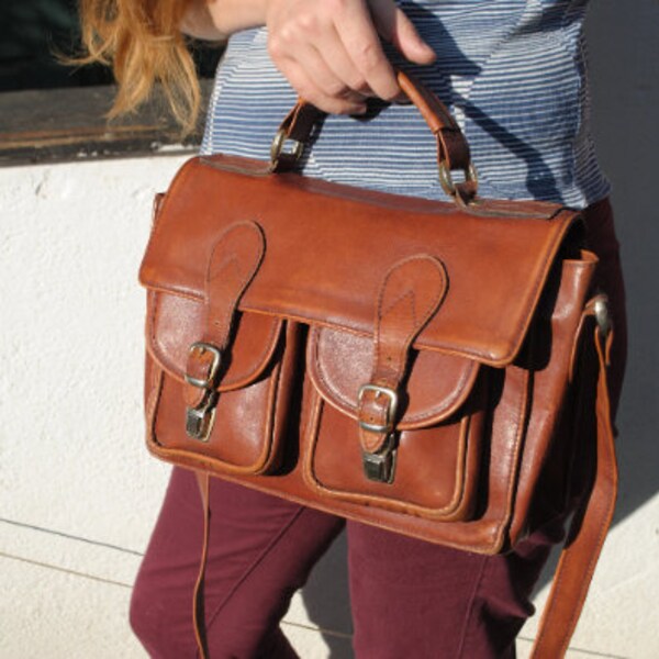 Leather School Bag Etsy