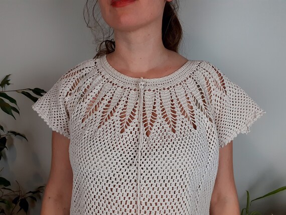 Vintage crochet knit top, crochet top women
