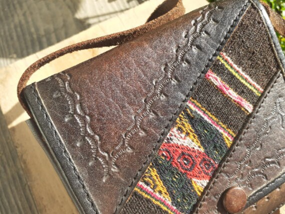 Small Crossbody Leather Bag - Vintage Boho Mini W… - image 3