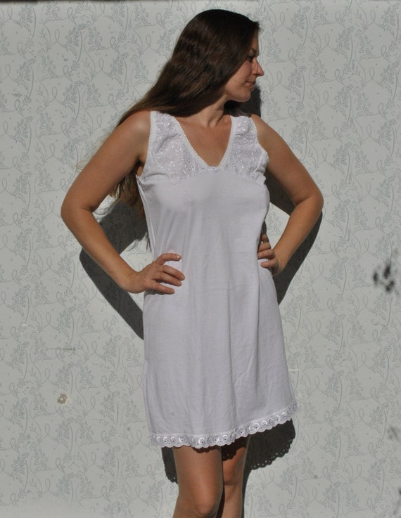 Vintage white cotton slip for women