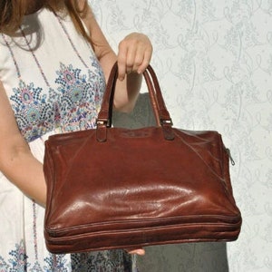 Light Brown Calf Leather Top Handle Bag