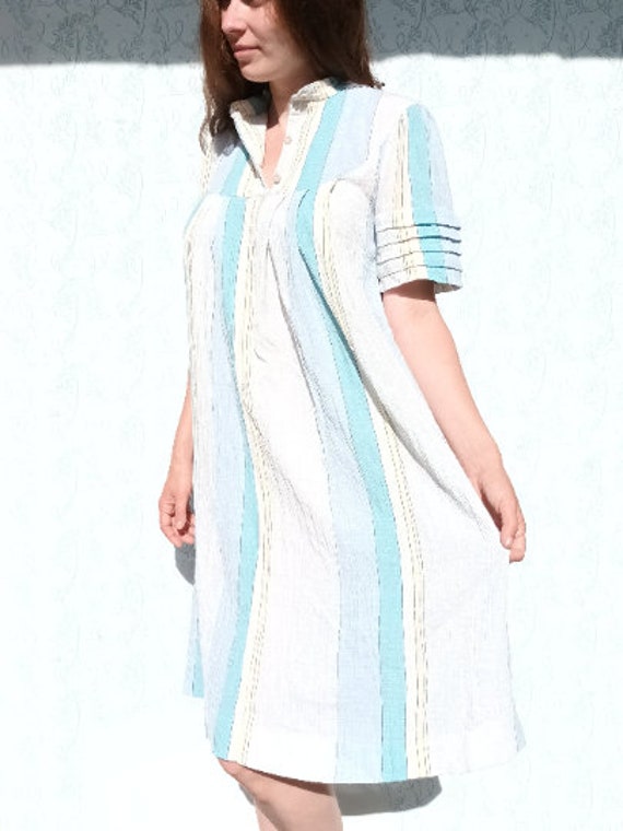 Gauze Summer Dress, Gauze Summer Dress - 80s Stri… - image 5