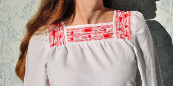 Embroidered blouse, boho peasant blouse