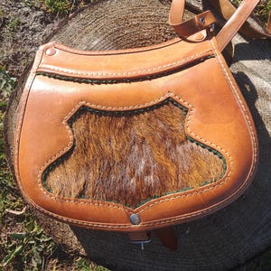 Fur Bag 70s Bag Cowhide Bag Crossbody Bag Saddle Bag Brown Crossbody Bag