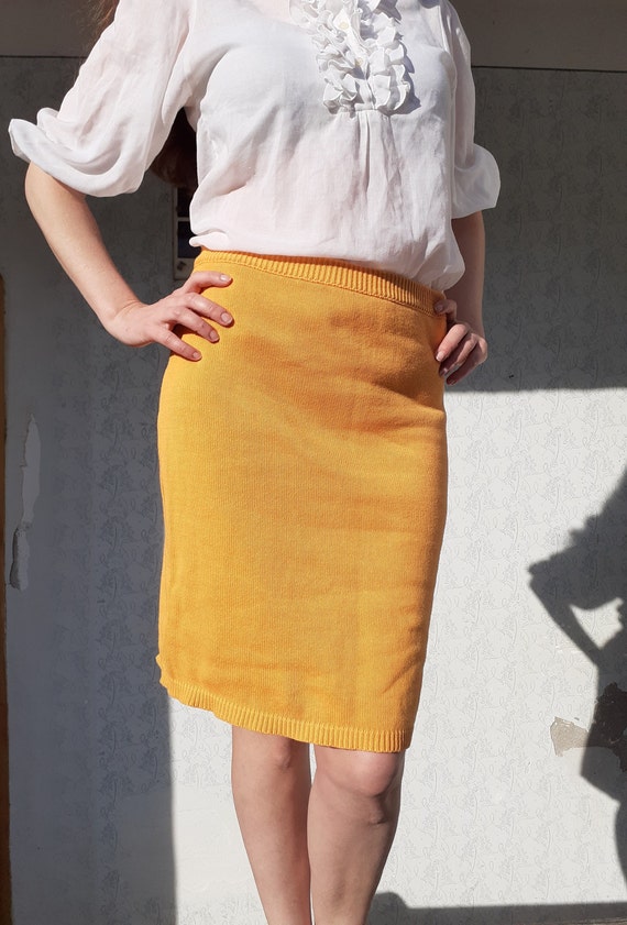 Vintage MARIMEKKO  Yellow Knitwear Skirt - image 6