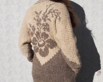 Cardigan pull en laine, veste pull en laine avec poches, pull en laine en tricot épais, veste pull nordique confortable en tricot à la main