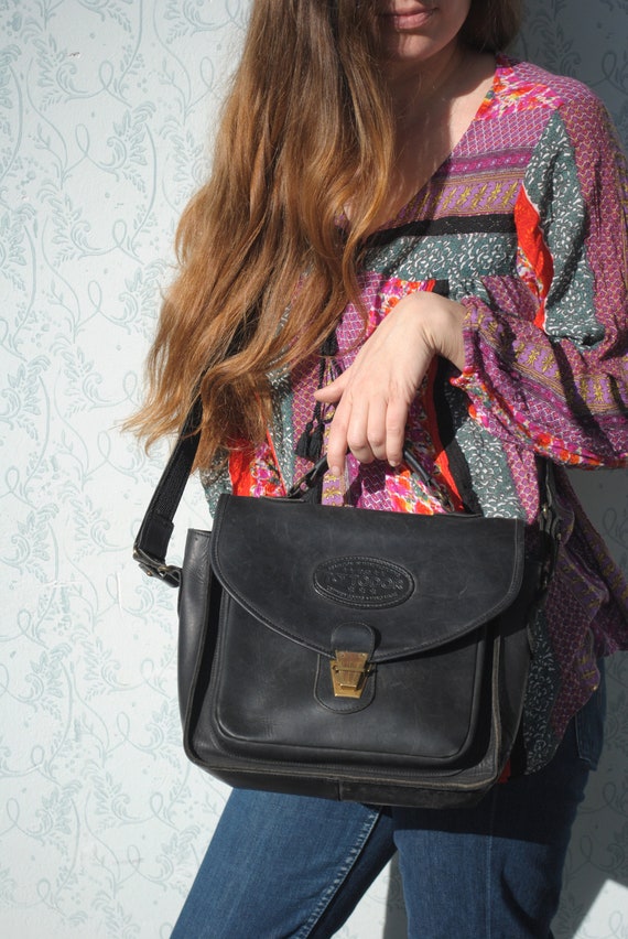 Black leather crossbody, leather messenger bag