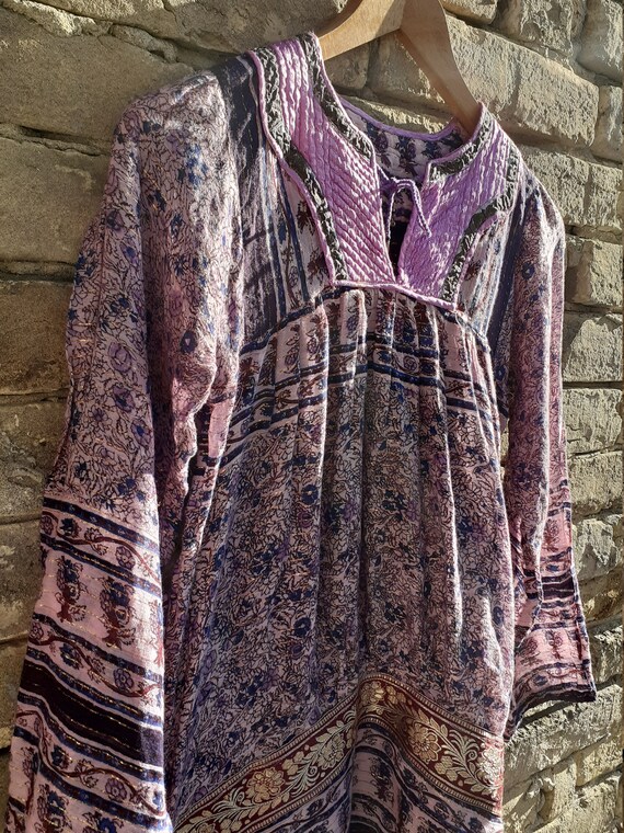 70s vintage Indian Gauze shirt, boho Indian gauze