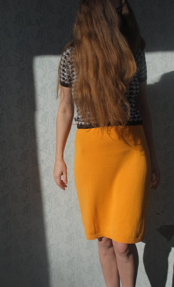 MARIMEKKO knitwear skirt, vintage wool midi skirt,