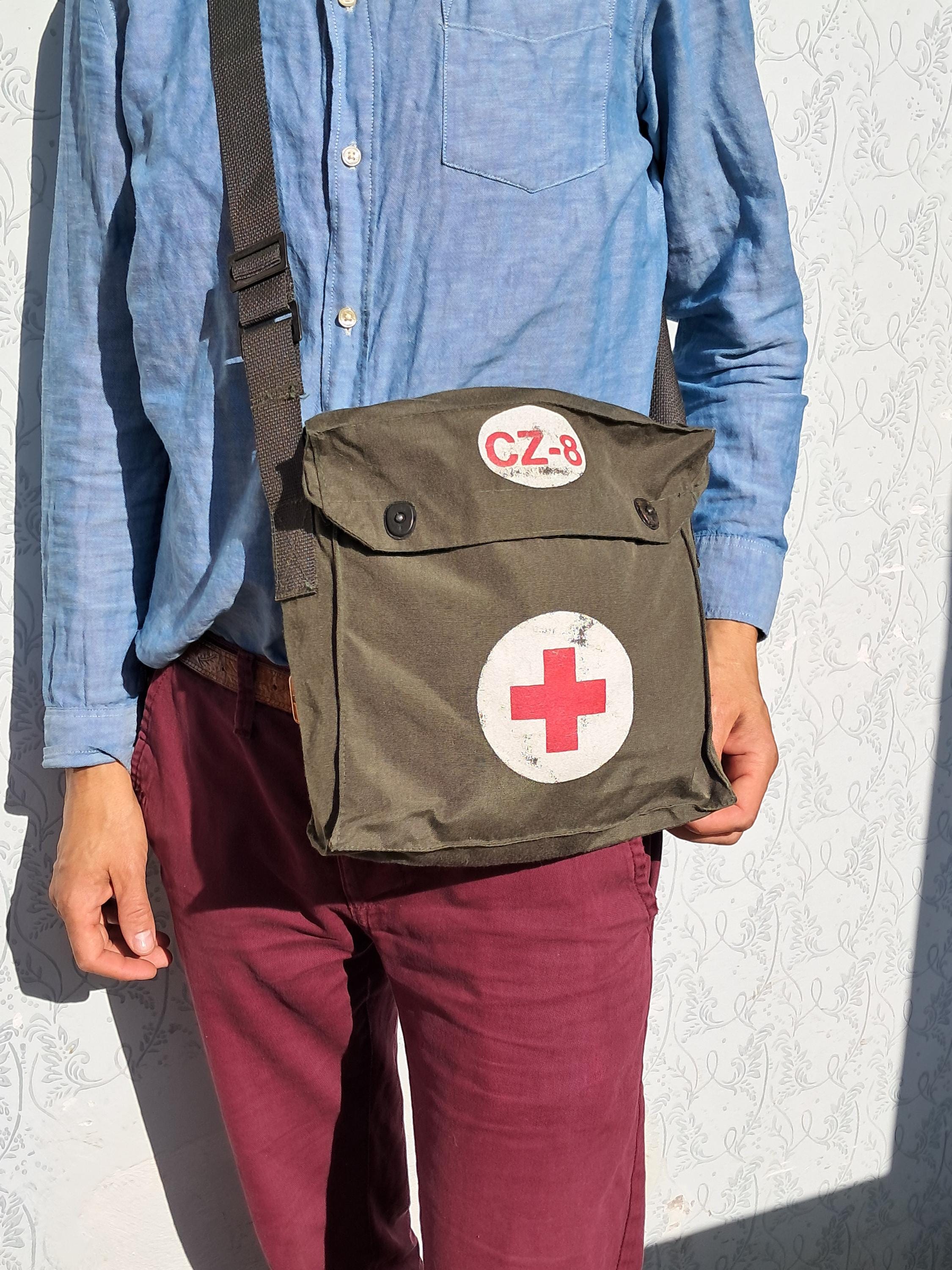 お見舞い Military Messenger Bag Shoulder Canvas Bag Cross Red Bag 個人装備