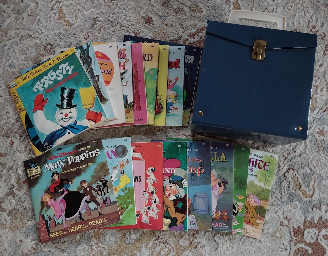 Lot of Disney Read Along Books and Record Case - Etsy