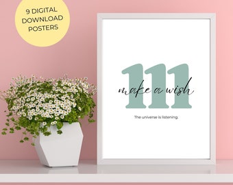 Angel Number Posters, Inspirational Wall Art, Angel Number Instant Download, Angel Numbers Digital Wall Art, Angels