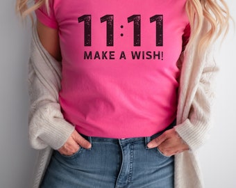 11:11 Make a Wish Tshirt, Inspirational T-Shirt, Gift for Her, Angel Numbers, Law of Attraction T-shirt, Gift For Mom, 1111, Spiritual Gift