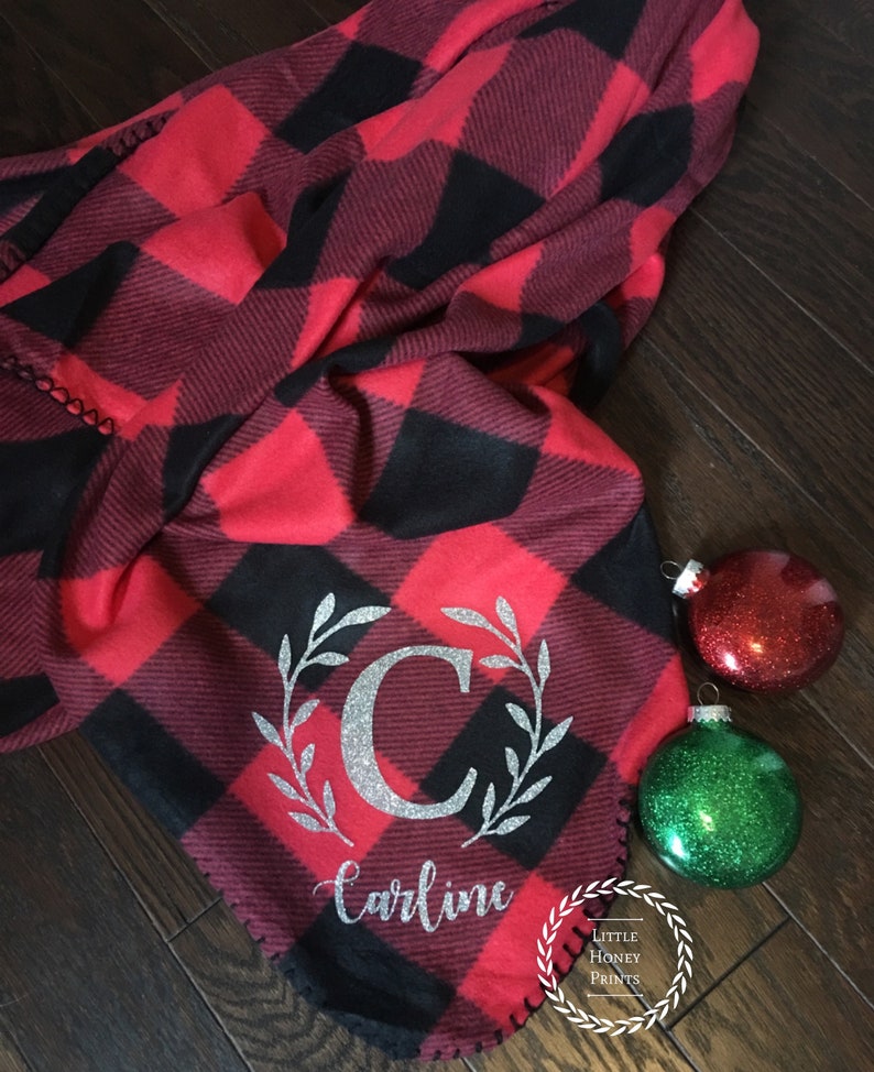 Buffalo Plaid Personalized Fleece Blanket Christmas Gift Etsy