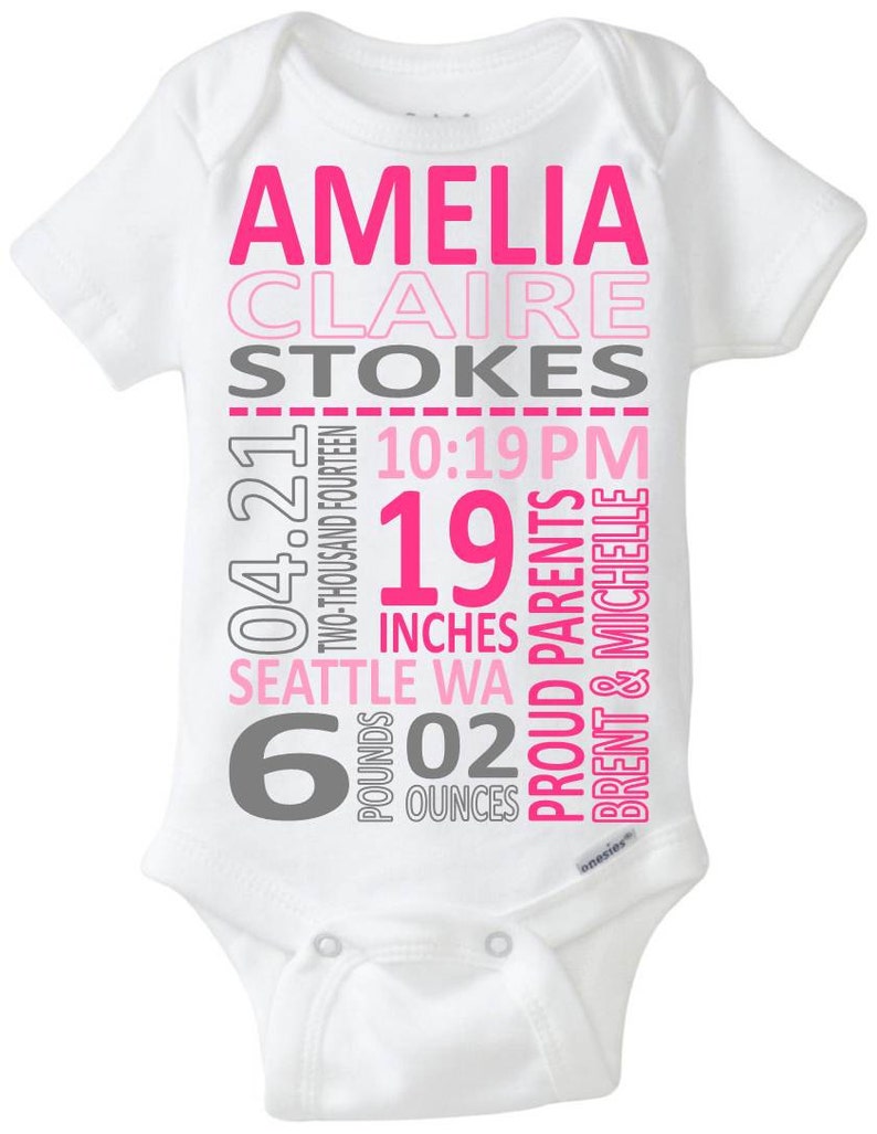 Baby Girl Gift Idea Birth Stats Onesie / Baby Announcement / Etsy
