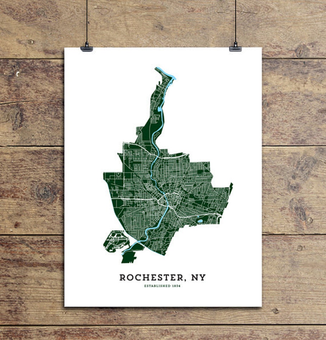 Map of Rochester NY Art Print Etsy