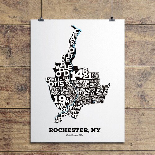 Rochester NY Neighborhoods Art Print Etsy