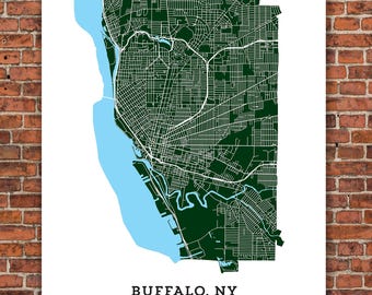 Map of Buffalo, NY Art Print