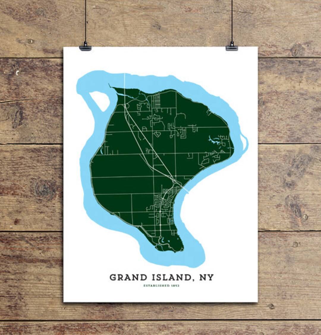 Map of Grand Island, NY Art Print Etsy