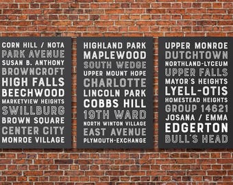 Rochester, NY Neighborhoods – Typographic Series